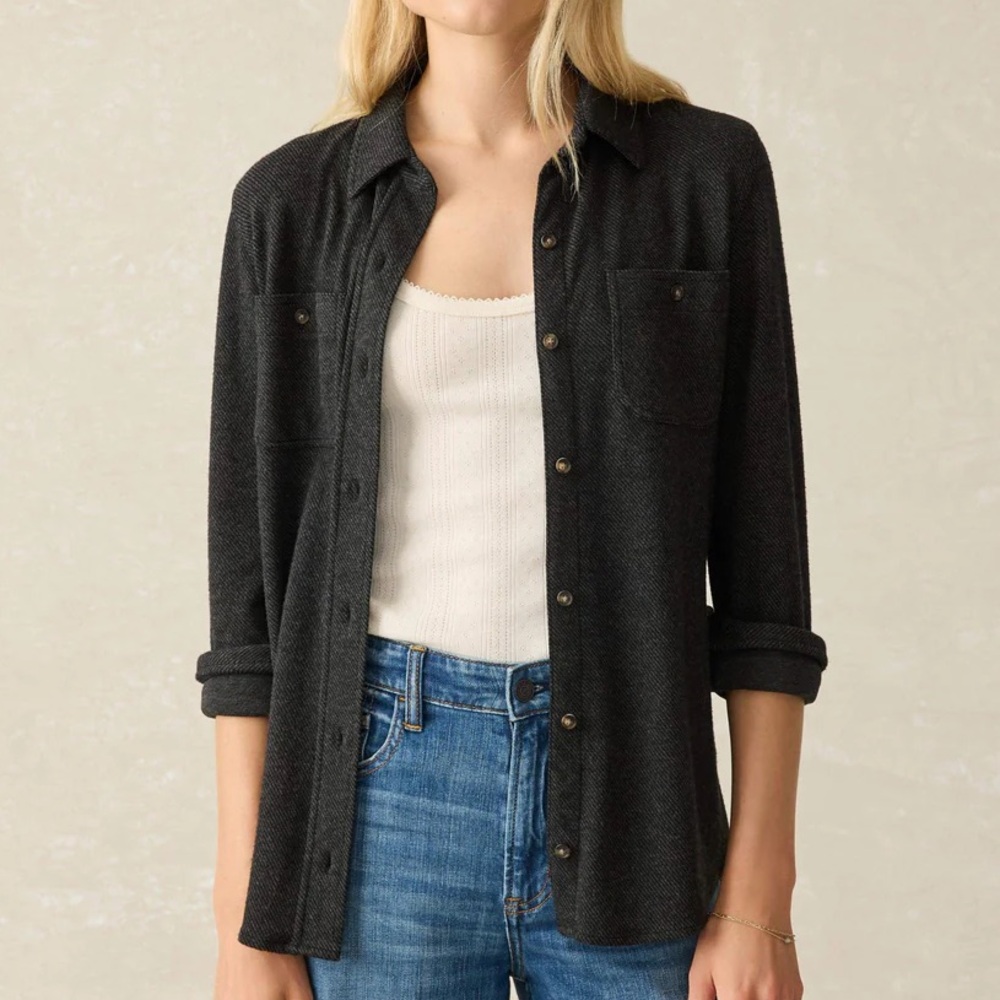 [NWT] Faherty Women’s Legend™ Sweater Shirt in Heathered Black Twill